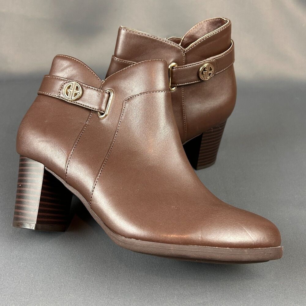 Giani Bernini Womens Artemy Block Heel Side Zip Booties Shoes Brown 6M NEW - Picture 4 of 16